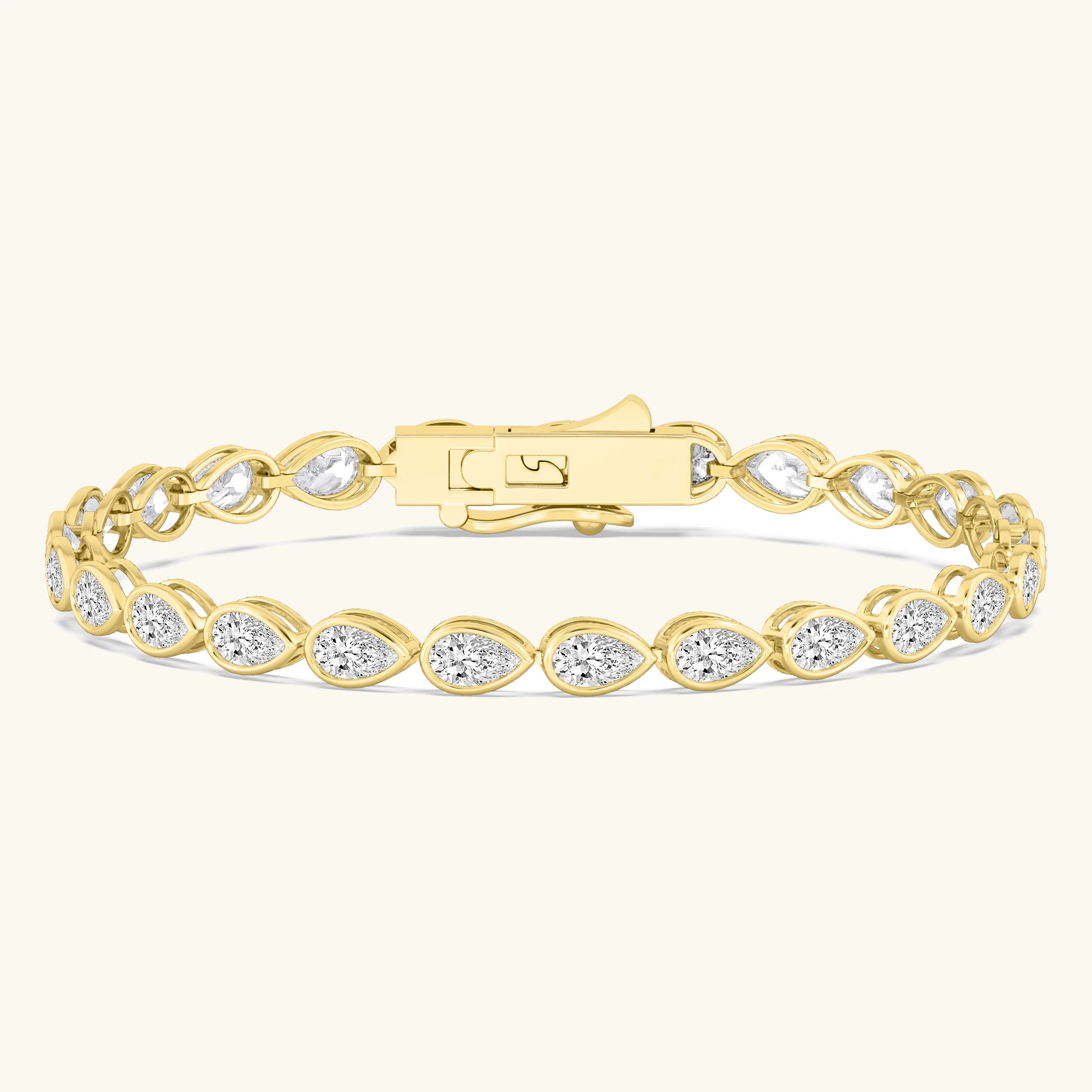 Lullaby Pear, Pear East-West Bezel Bracelet in Yellow Gold, pear
