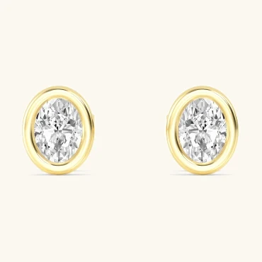 Moon Oval, Oval Bezel Studs in Yellow Gold, oval