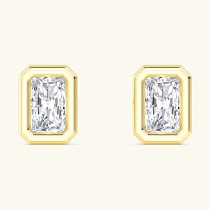 Moon Radiant, Radiant Bezel Studs in Yellow Gold, radiant
