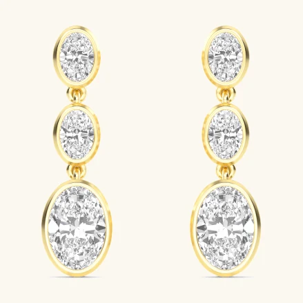 Rain Oval, Oval Bezel Drops in Yellow Gold, oval
