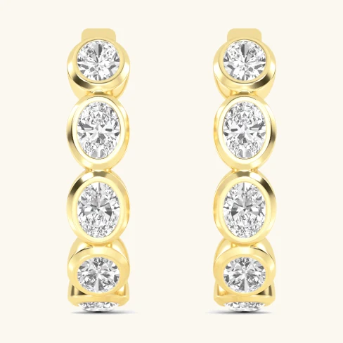 Carousel Oval, Oval Bezel Hoops in Yellow Gold, oval