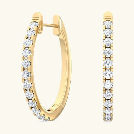 Murmur, Slim Pavé Hoops in Yellow Gold, round