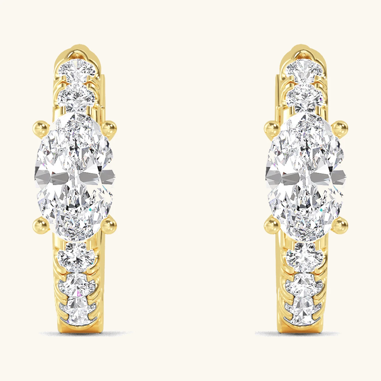 Orbit Oval, Oval-Centre Diamond Hoops in Yellow Gold, oval