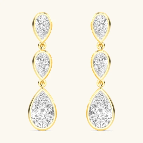 Rain Pear, Pear Bezel Drops in Yellow Gold, pear