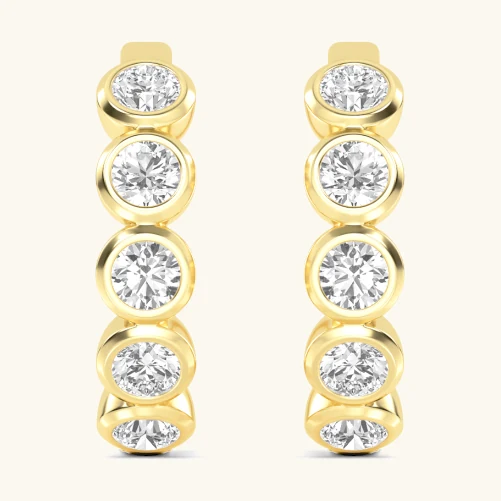 Carousel Round, Round Bezel Hoops in Yellow Gold, round
