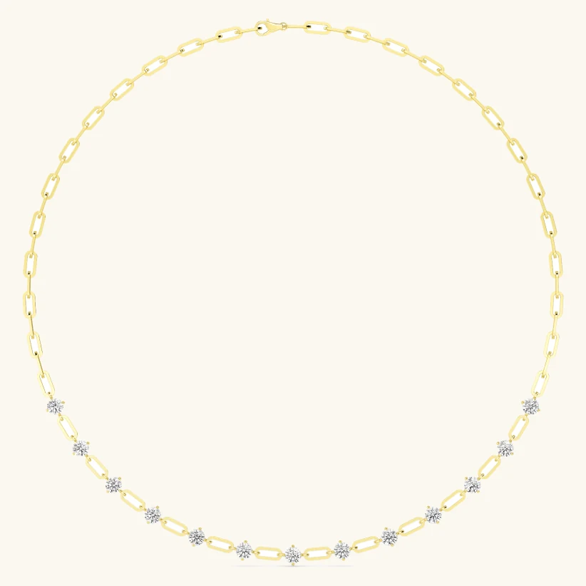 Reply, Paperclip Necklace in Yellow Gold, round