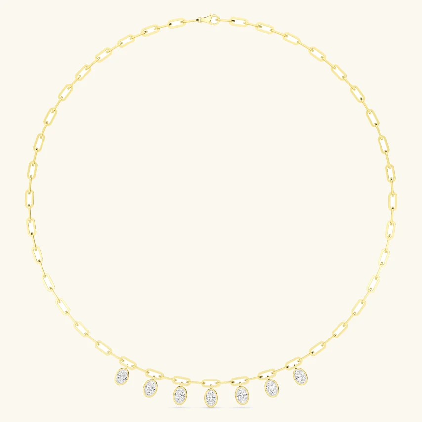 Garland, Oval Drop Paperclip Necklace in Yellow Gold, oval