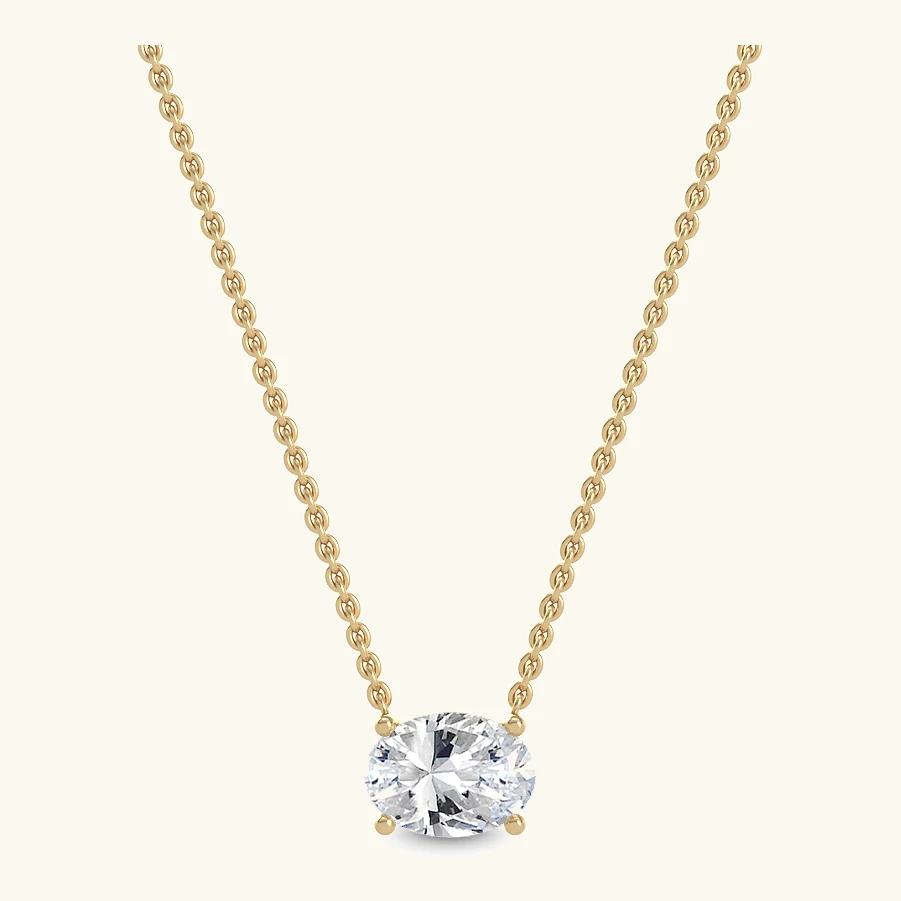 Star Oval, East-West Oval Solitaire Pendant in Yellow Gold, oval