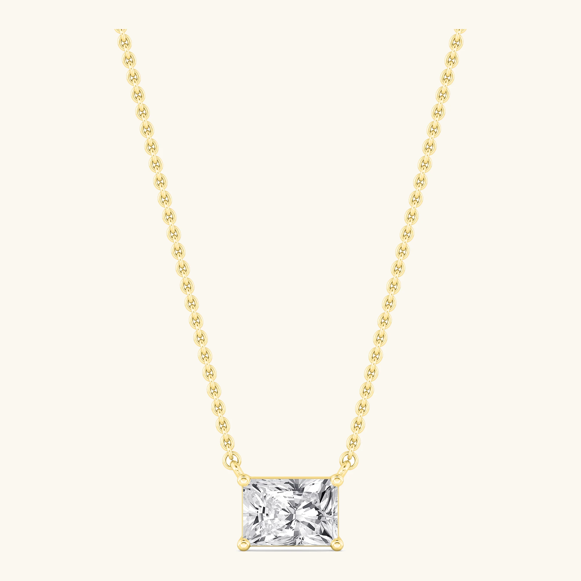 Star Radiant, East-West Radiant Solitaire Pendant in Yellow Gold, radiant