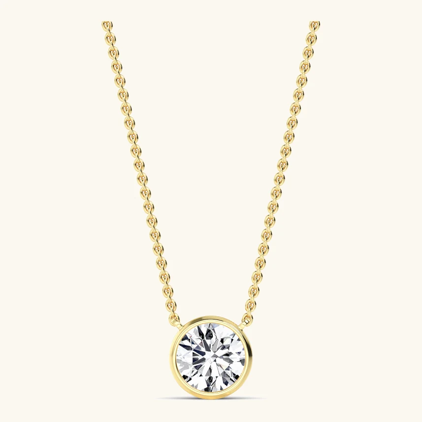 Halo Round, Round Bezel Pendant in Yellow Gold, round