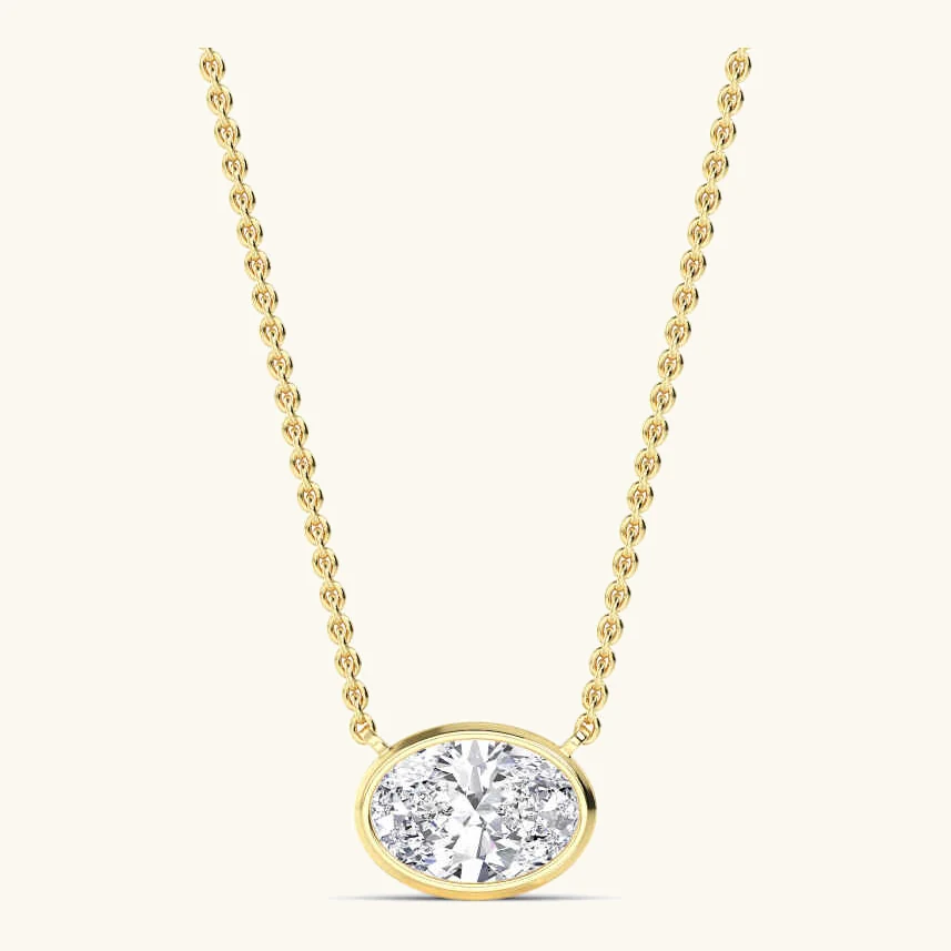 Halo Oval, Oval Bezel Pendant in Yellow Gold, oval