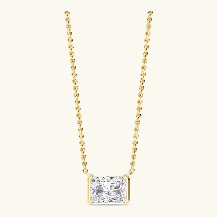 Halfmoon Radiant, Radiant Half-Bezel Pendant in Yellow Gold, radiant