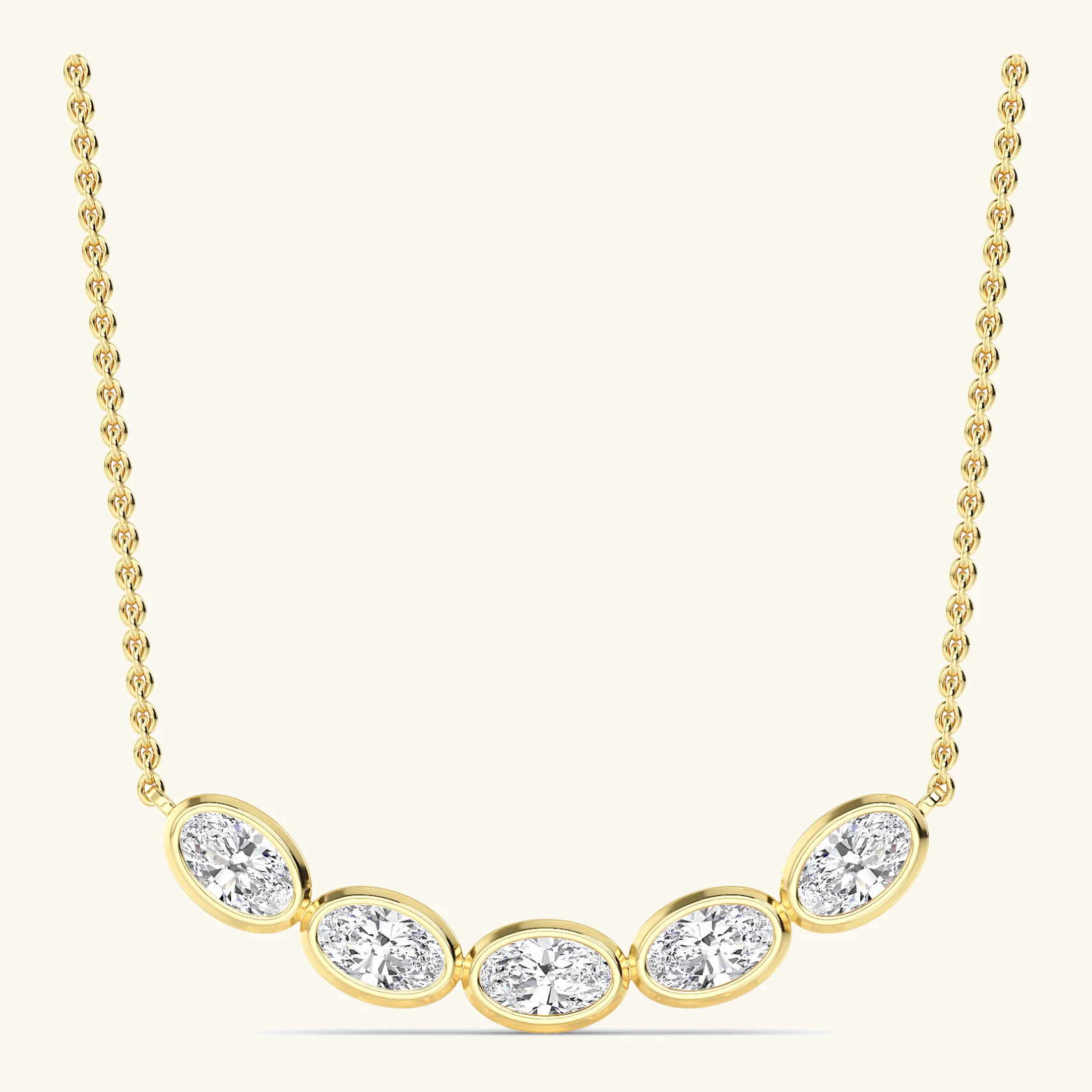 Arc, Curved Bar Pendant in Yellow Gold, oval