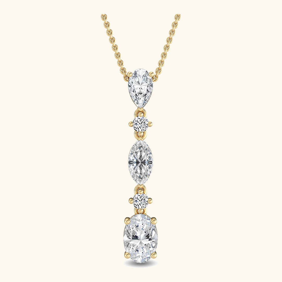 Joy, Graduated Drop Pendant in Yellow Gold, oval