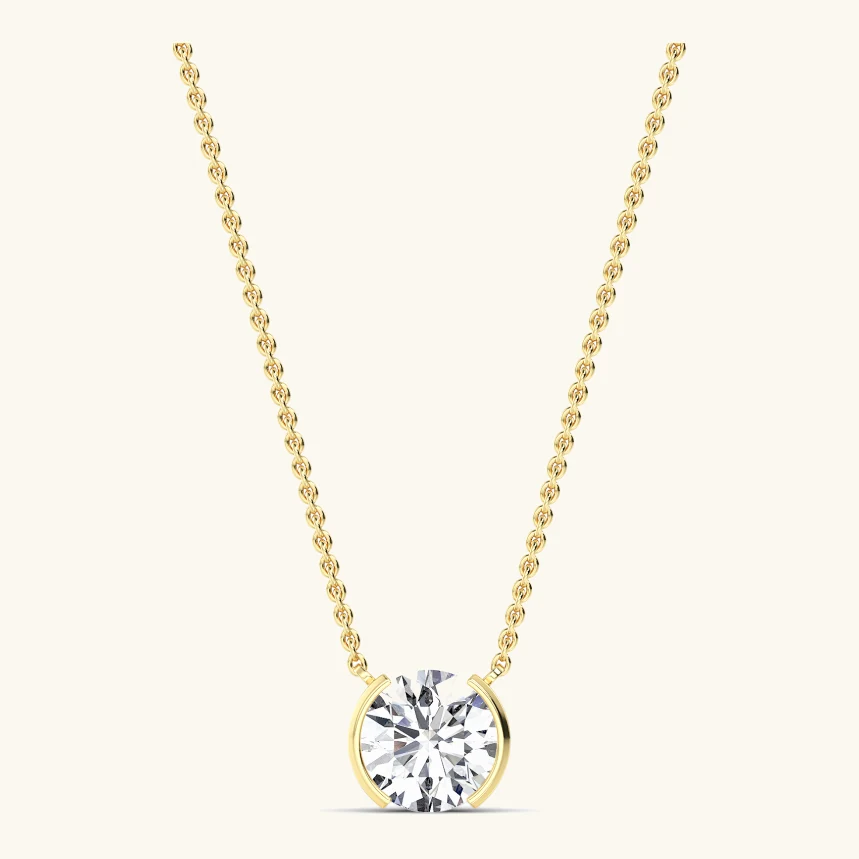 Halfmoon Round, Round Half-Bezel Pendant in Yellow Gold, round
