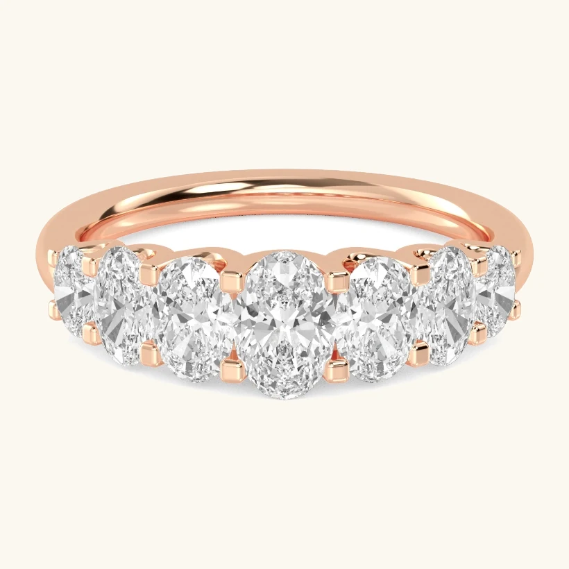 Bloom Oval, Seven-Stone Graduated Oval Band in Rose Gold, oval