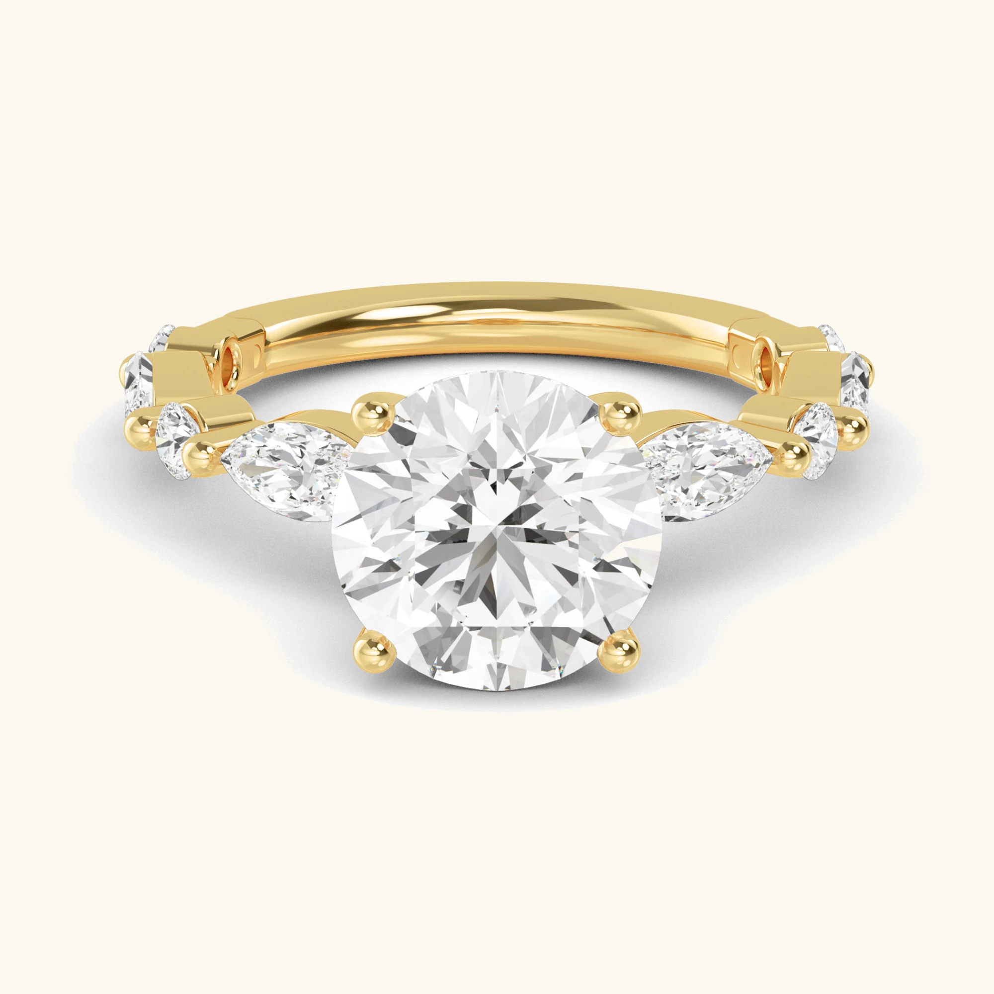 Fern, Round Ring with Marquise Shoulders