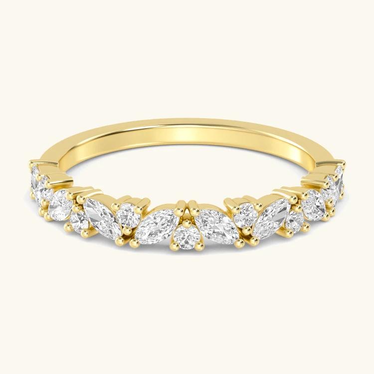 Petal Marquise Rounds, Marquise and Round Band in Yellow Gold, marquise
