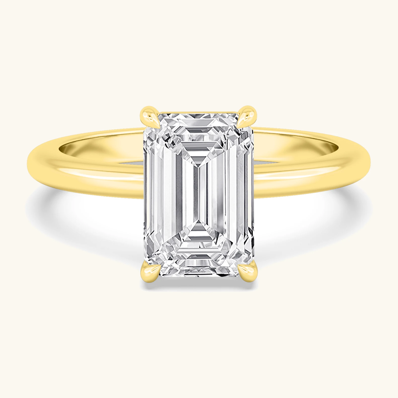 Secret Emerald, Emerald-Cut Solitaire in Yellow Gold, emerald