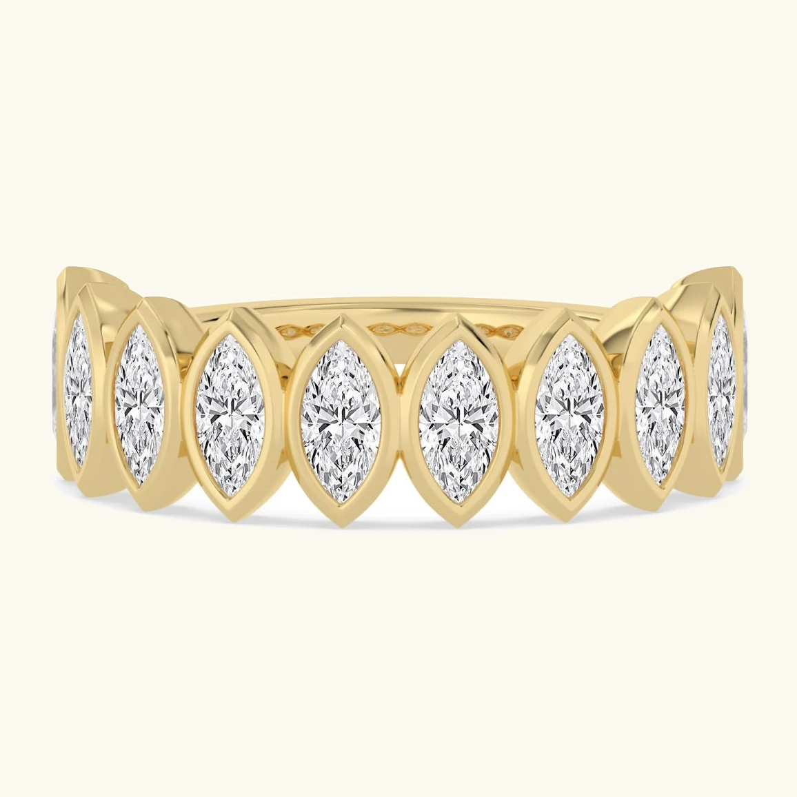 Pebble Marquise, Marquise Bezel Band in Yellow Gold, marquise