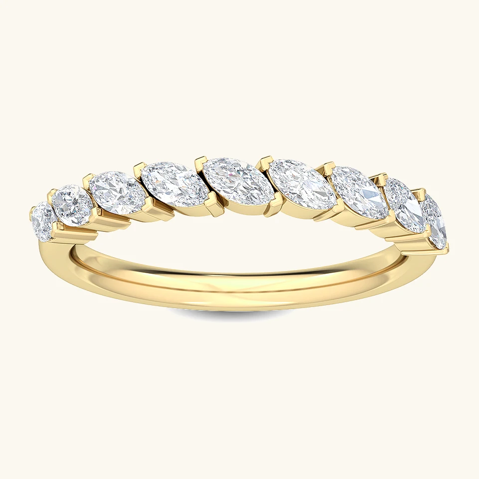 Petal Marquise Lengthwise, Marquise Tip-to-Tip Band in Yellow Gold, marquise