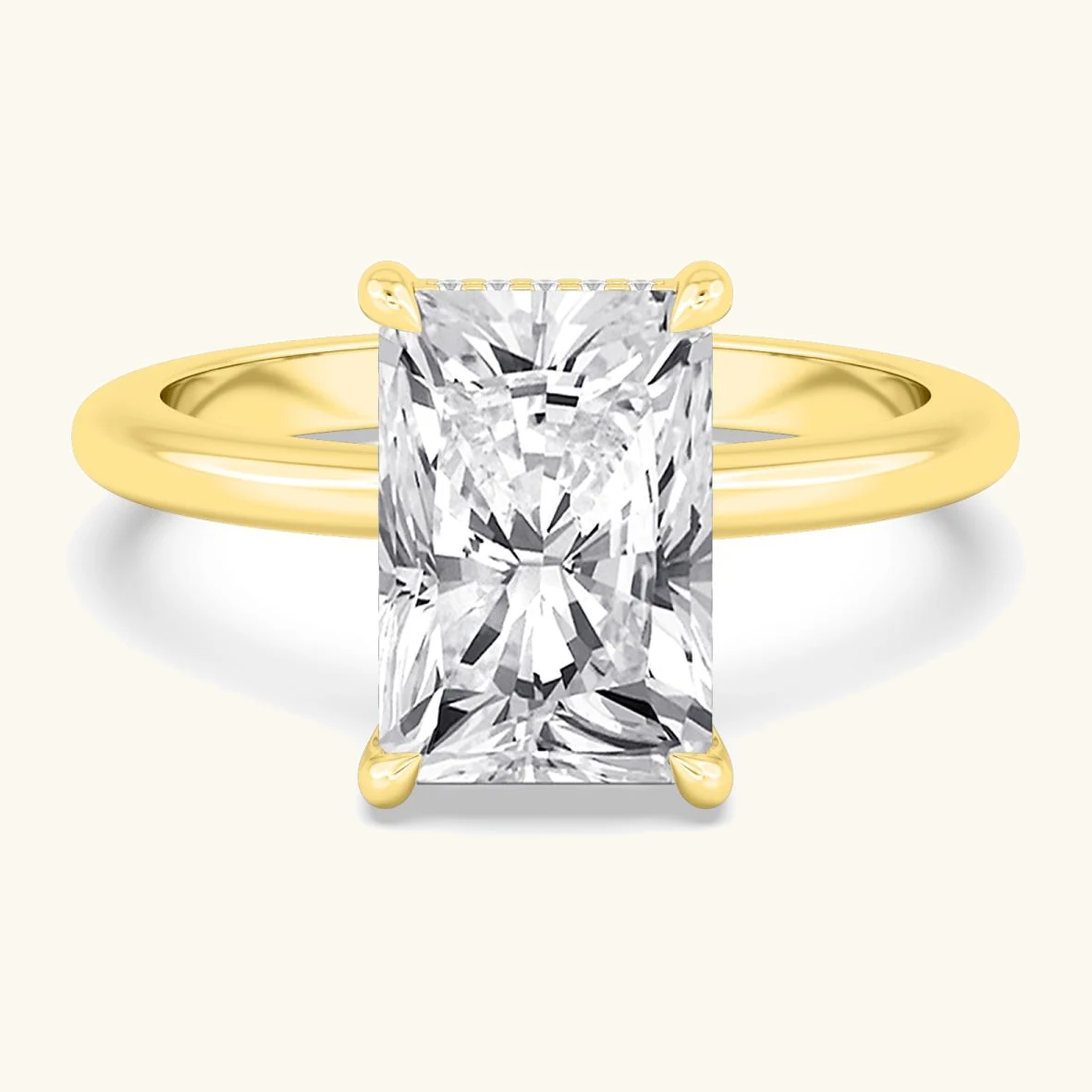 Secret Radiant, Radiant Hidden-Halo Solitaire in Yellow Gold, radiant