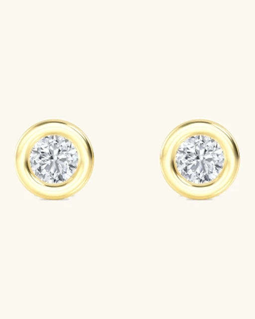 Moon, Round Bezel Studs