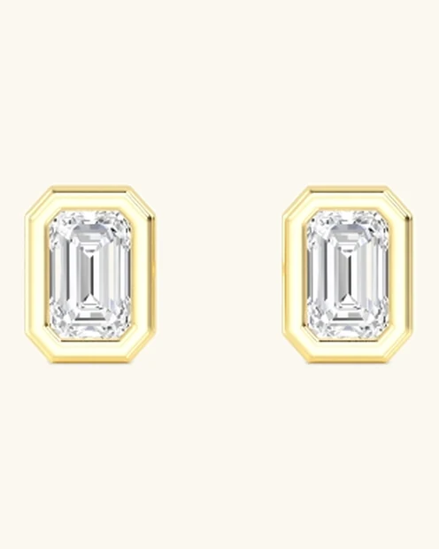 Grain, Emerald-Cut Bezel Studs