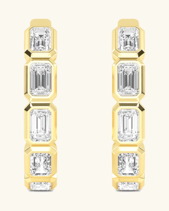 Knot, Emerald-Cut Bezel Hoops