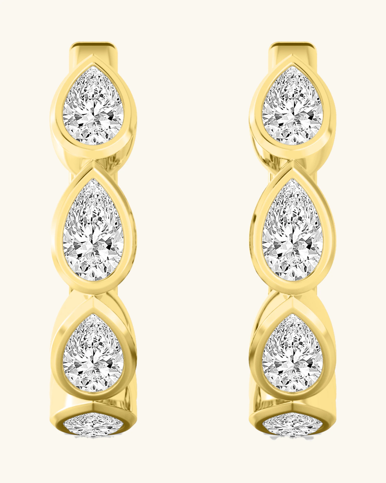 Lagoon, Pear Bezel Hoops