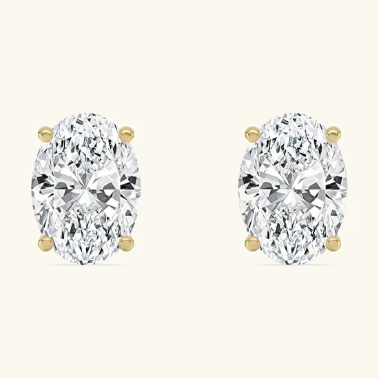 Noon, Four Prong Studs in Yellow Gold, oval