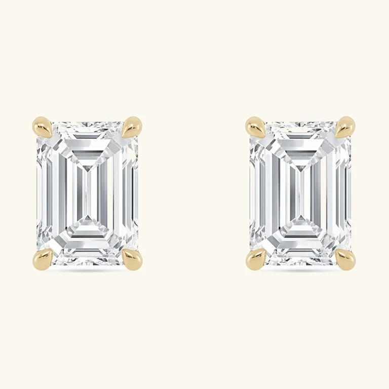 Bramble, Four Prong Studs, Emerald in Yellow Gold, emerald