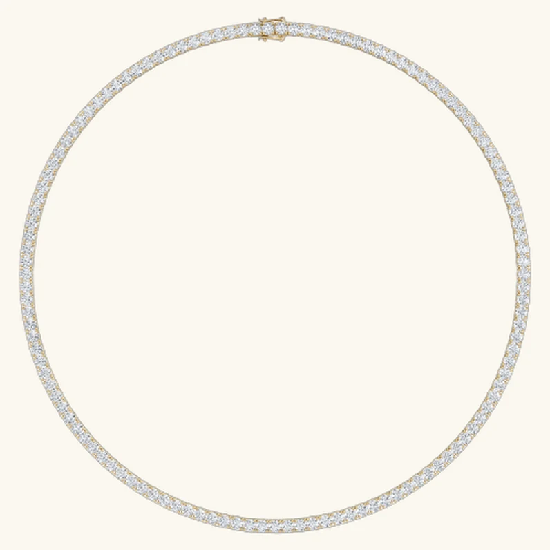 Adelina, Riviera Tennis Necklace in Yellow Gold, round