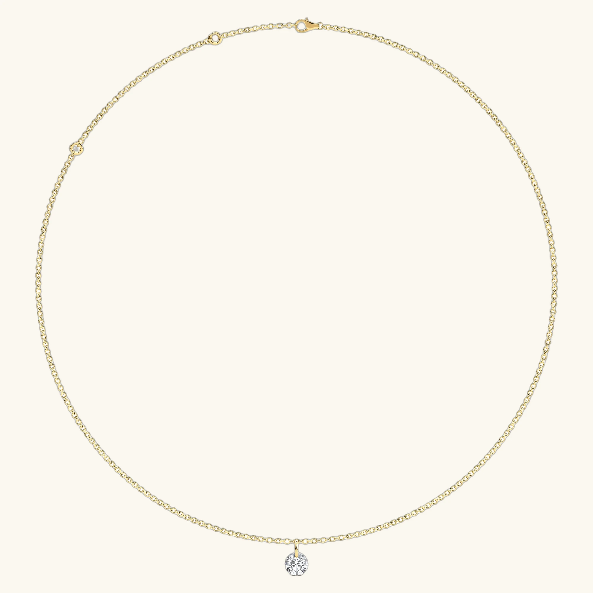 Delphine, Small Round Solitaire Necklace in Yellow Gold, round