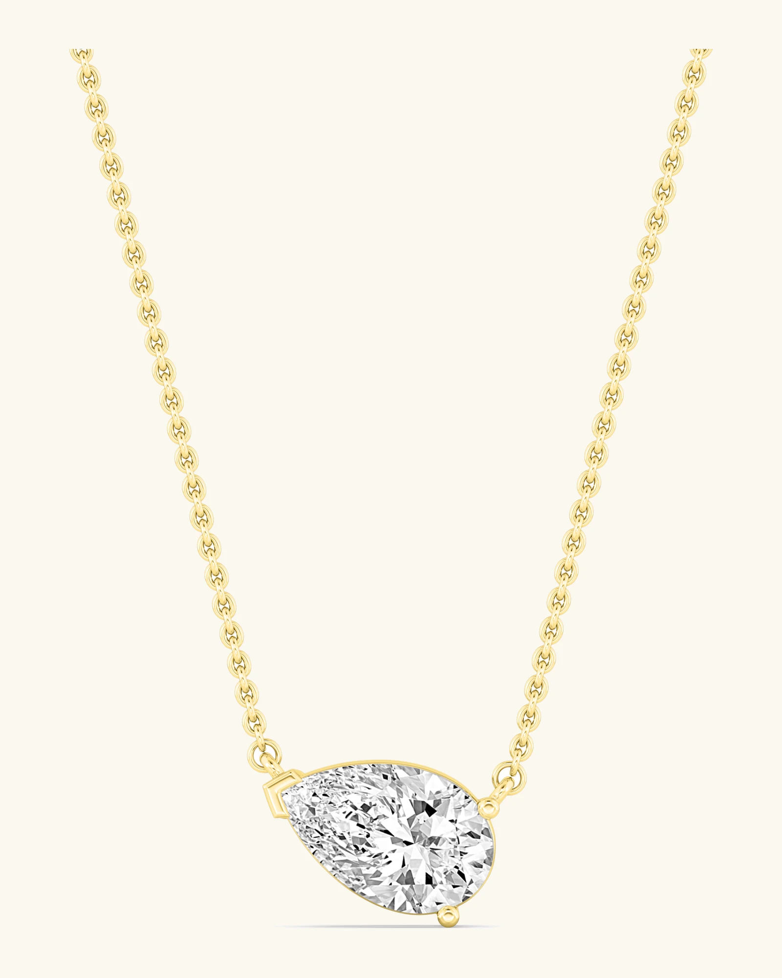 Pippin, East-West Pear Solitaire Pendant