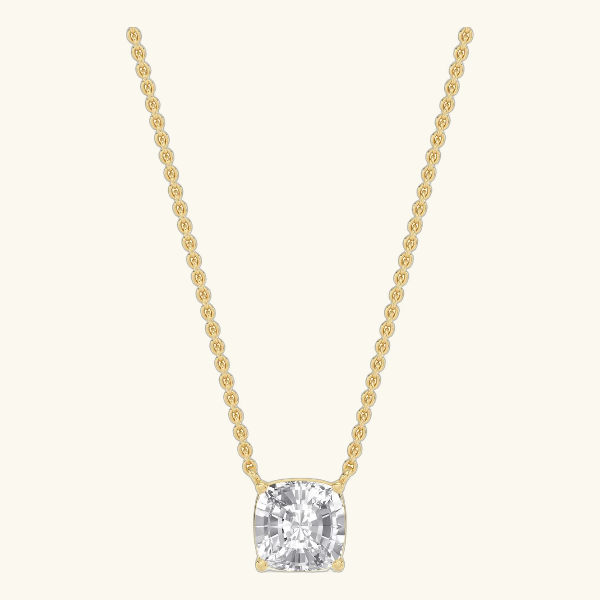 Katarina, Cushion Solitaire Pendant in Yellow Gold, cushion