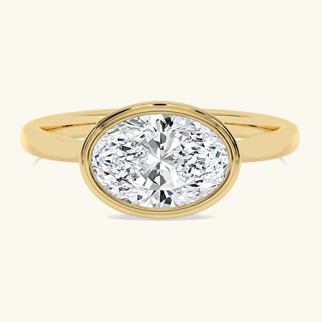 Aside, East-West Oval Bezel Solitaire in Yellow Gold, oval