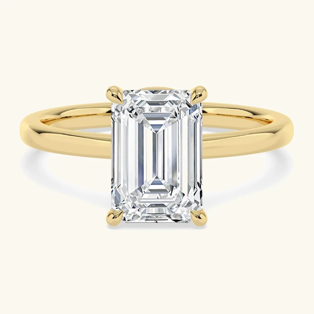 Kiln, Four Prong Emerald Solitaire in Yellow Gold, emerald
