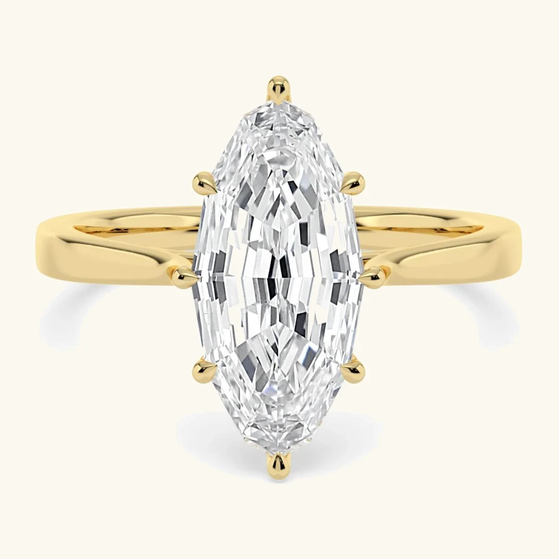 Vale, Four Prong Step-cut oval Solitaire in Yellow Gold, oval