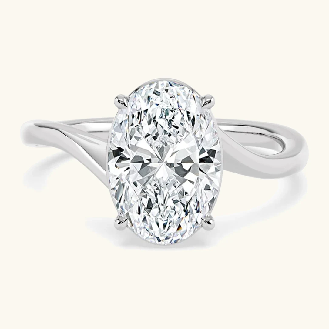 Flint, Four Prong Oval Solitaire, Bypass in White Gold, oval