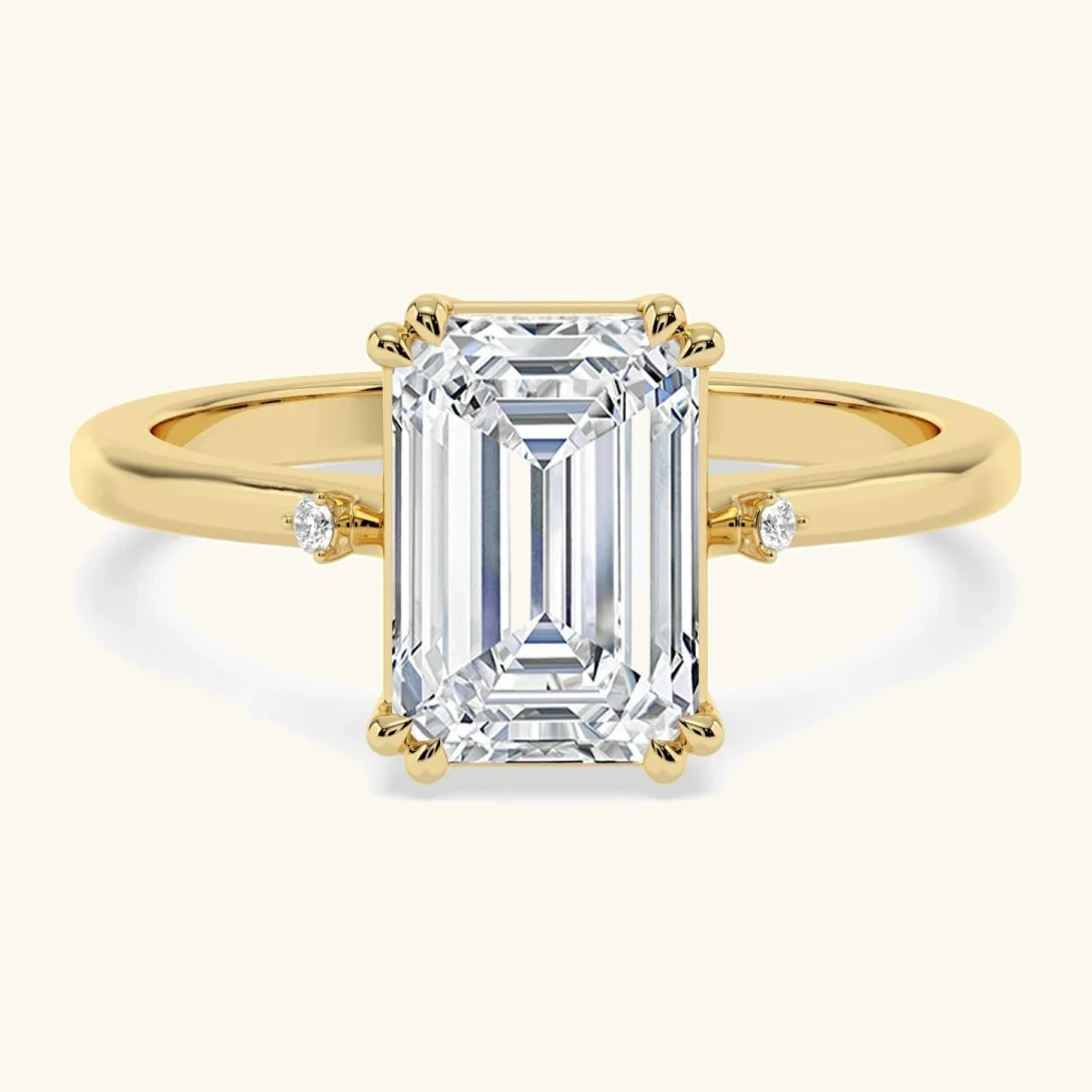 Haven, Four Prong Emerald Solitaire in Yellow Gold, emerald