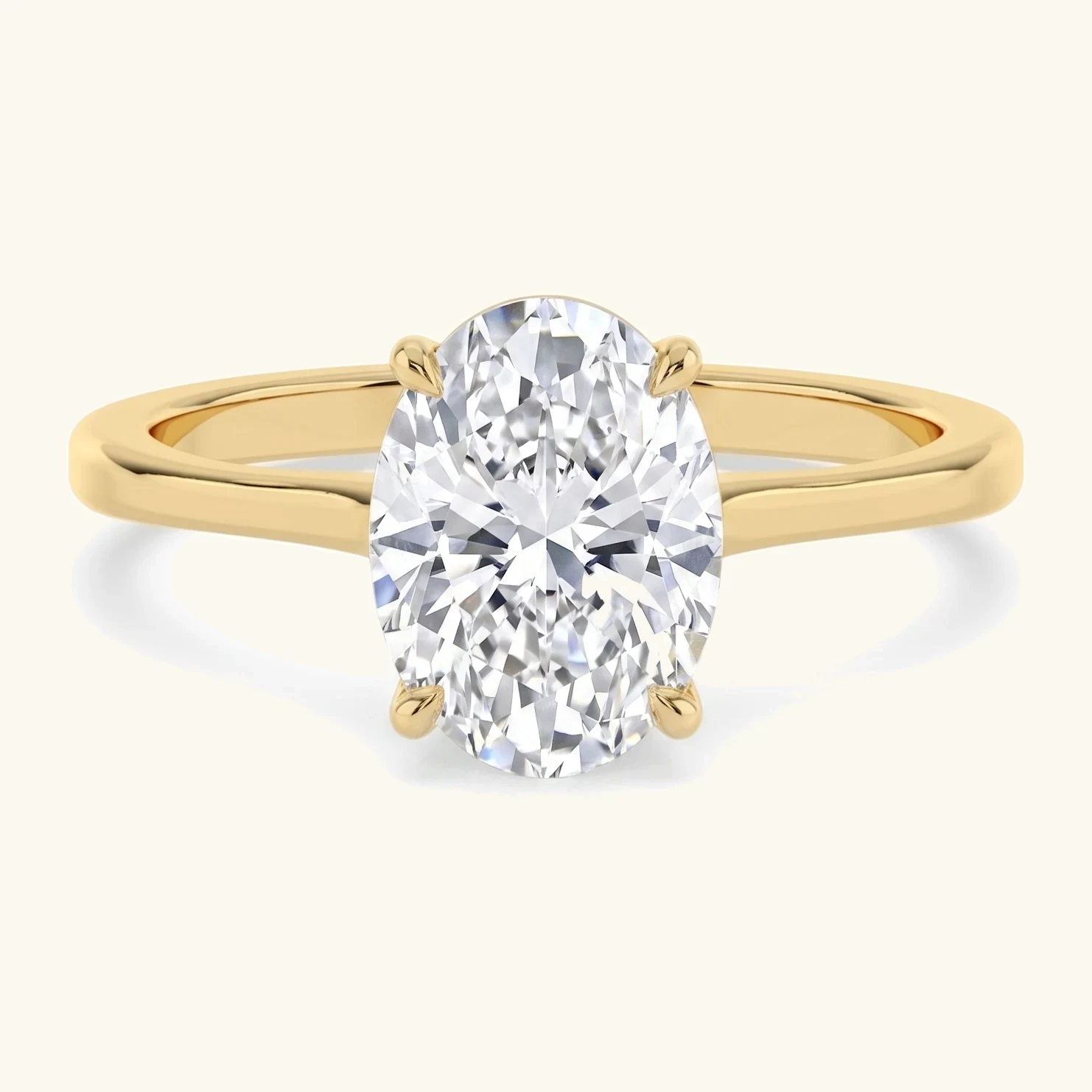 Fennel, Four Prong Oval Solitaire in Yellow Gold, oval