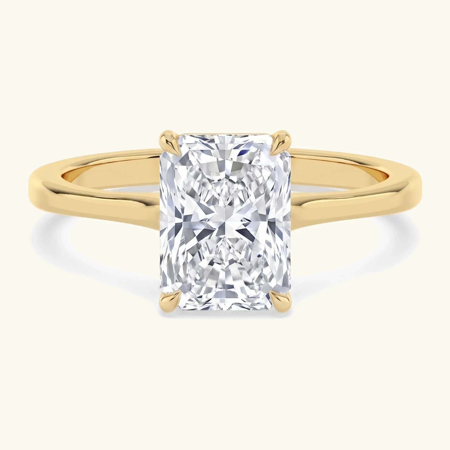 Moor, Four Prong Radiant Solitaire in Yellow Gold, radiant