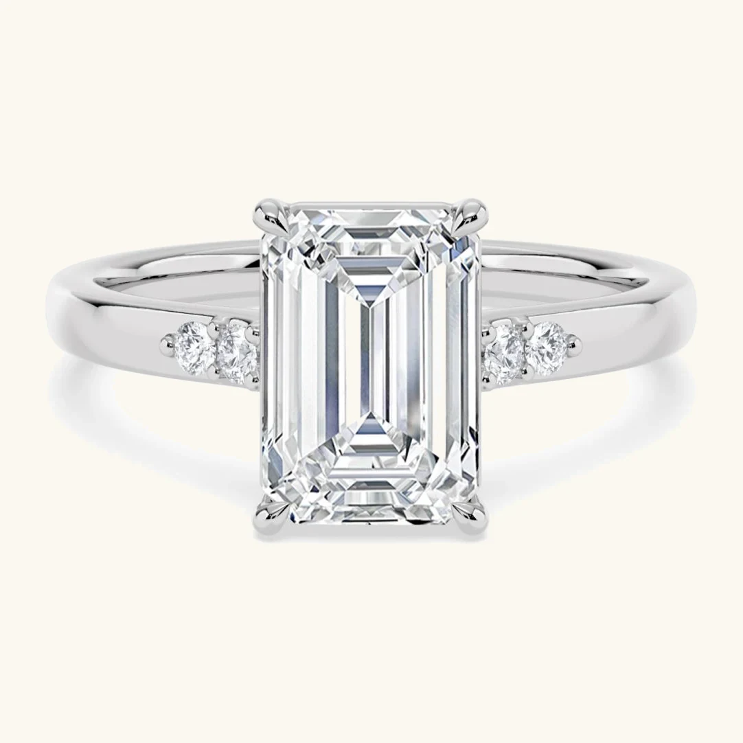 Marsh, Four Prong Emerald Solitaire in White Gold, emerald
