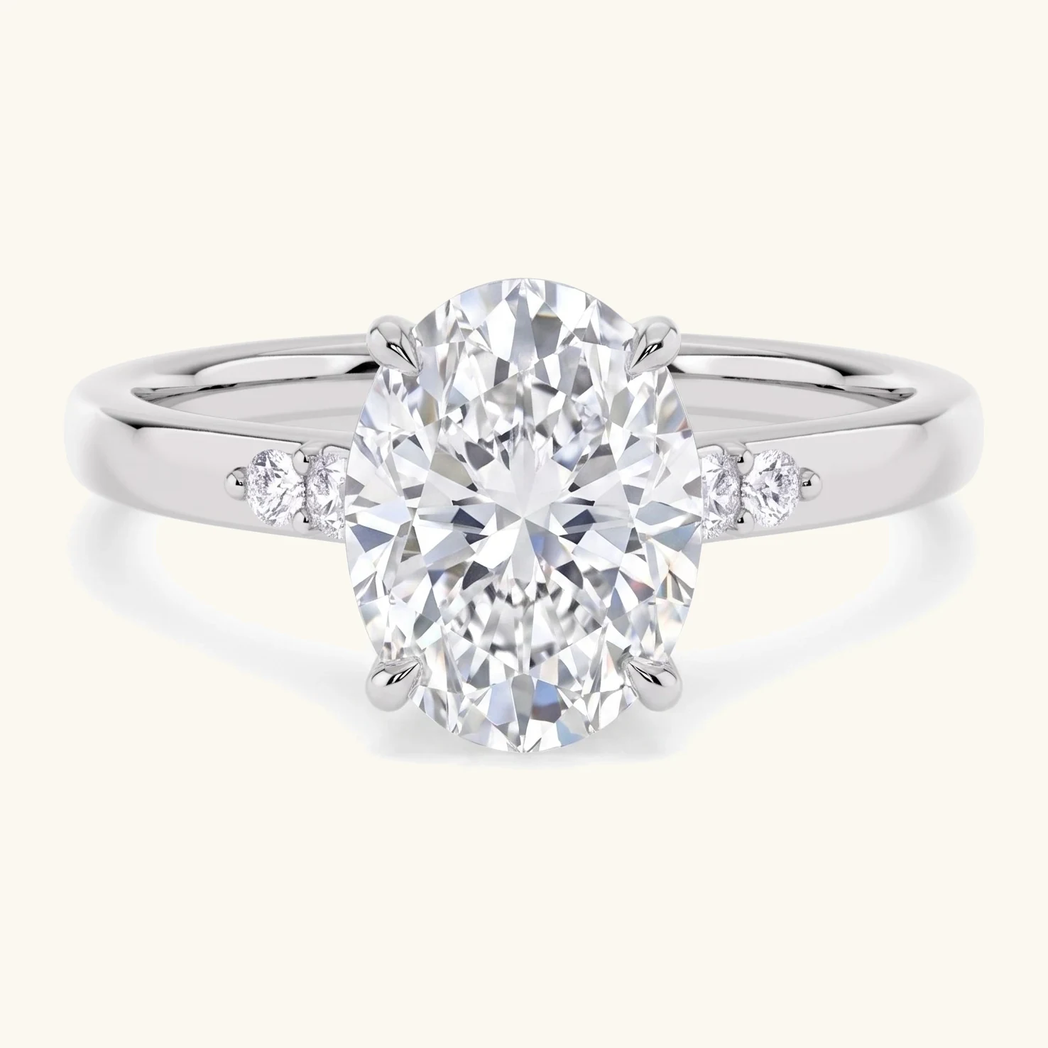 Marsh Oval, Four Prong Oval Solitaire in White Gold, oval