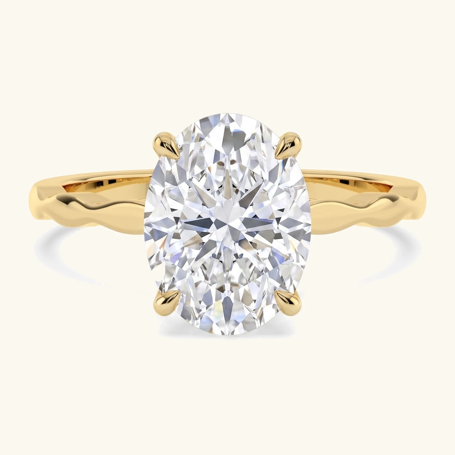 Pine, Four Prong Oval Solitaire in Yellow Gold, oval