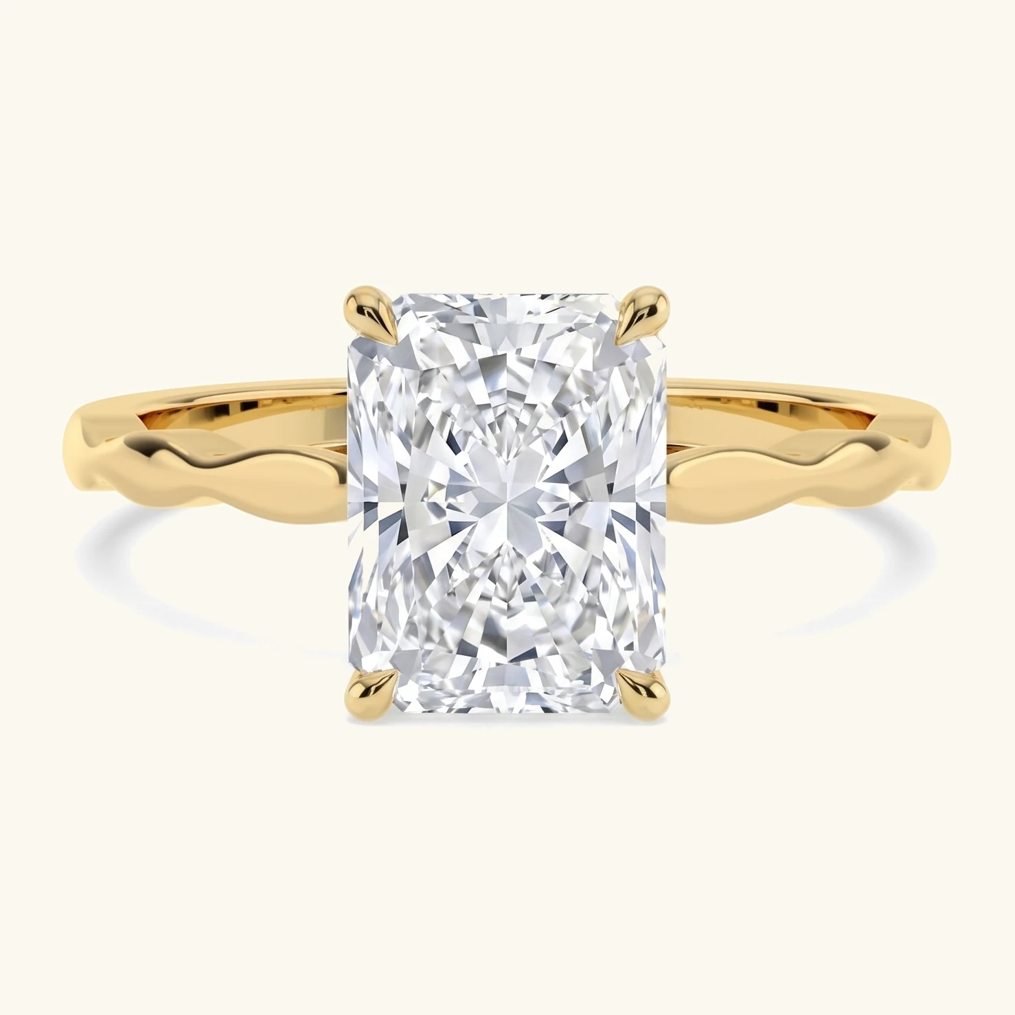 Plover, Four Prong Radiant Solitaire in Yellow Gold, radiant