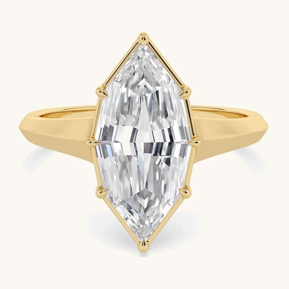 Slate, Four Prong Step-cut marquise Solitaire in Yellow Gold, marquise