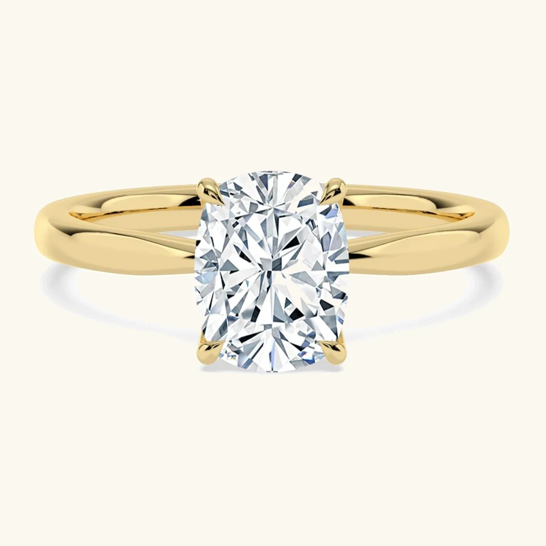 Birch, Bezel Cushion Solitaire in Yellow Gold, cushion