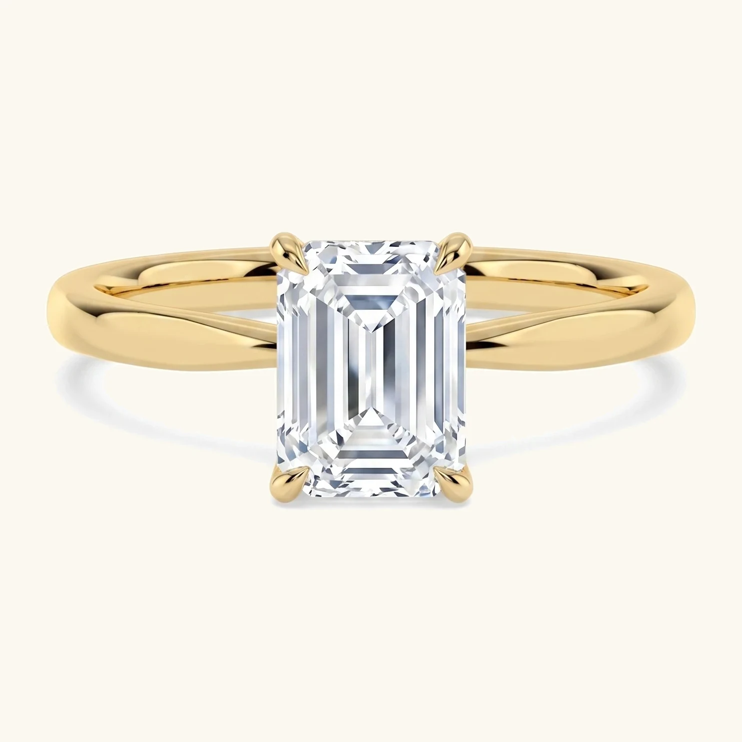 Sedge, Four Prong Emerald Solitaire in Yellow Gold, emerald